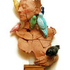 La straordinaria storia di Amico - terracotta policroma invetriata, gabbia - cm 70x35x22