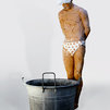 Narciso - terracotta policroma, lamiera, tinozza, impianto idraulico, acqua, specchio - cm 154x62x93
