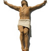 Crocefisso - terracotta policroma invetriata, chiodi e corona di spine - cm 135x176x26