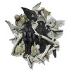 Black birds - terracotta ceramica dipinta, objet trouvé, legno e plexiglass - cm 55x55x15